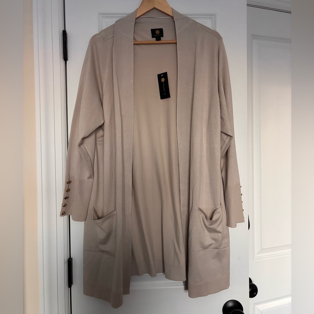 JM Collection Beige Cardigan Sweater Size 2X Womens NWT